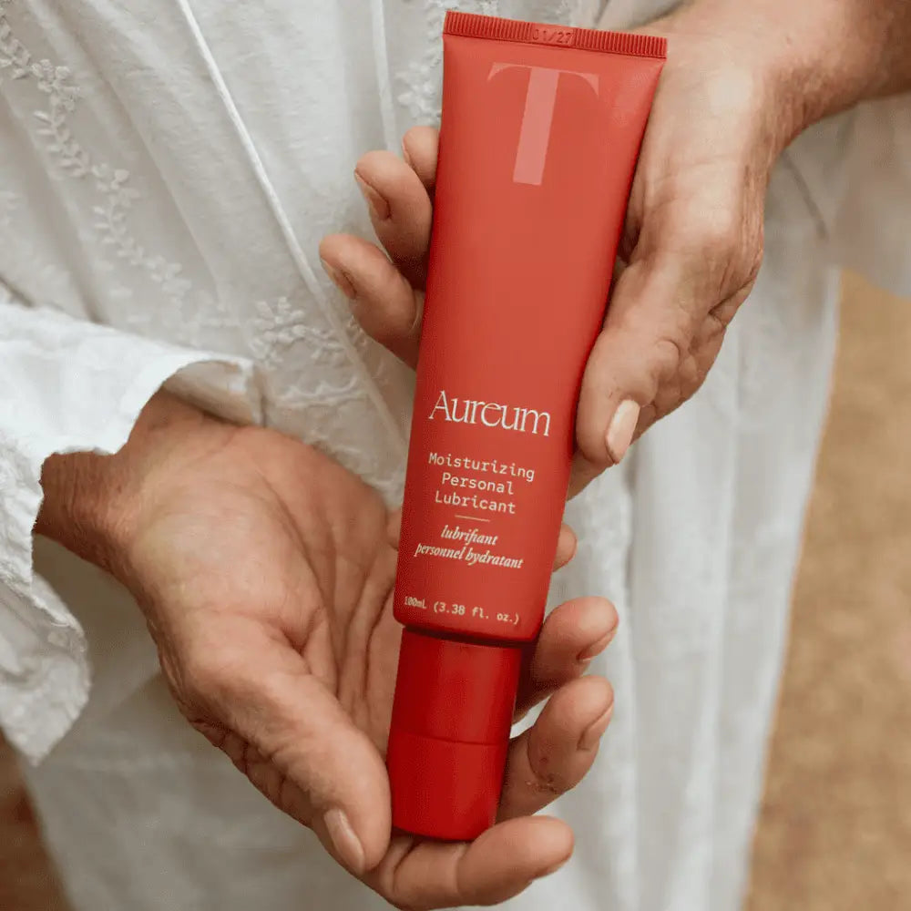 Tabu wellness products for intimacy and self-care — body oil, vulva stimulator, and vulva moisturizer