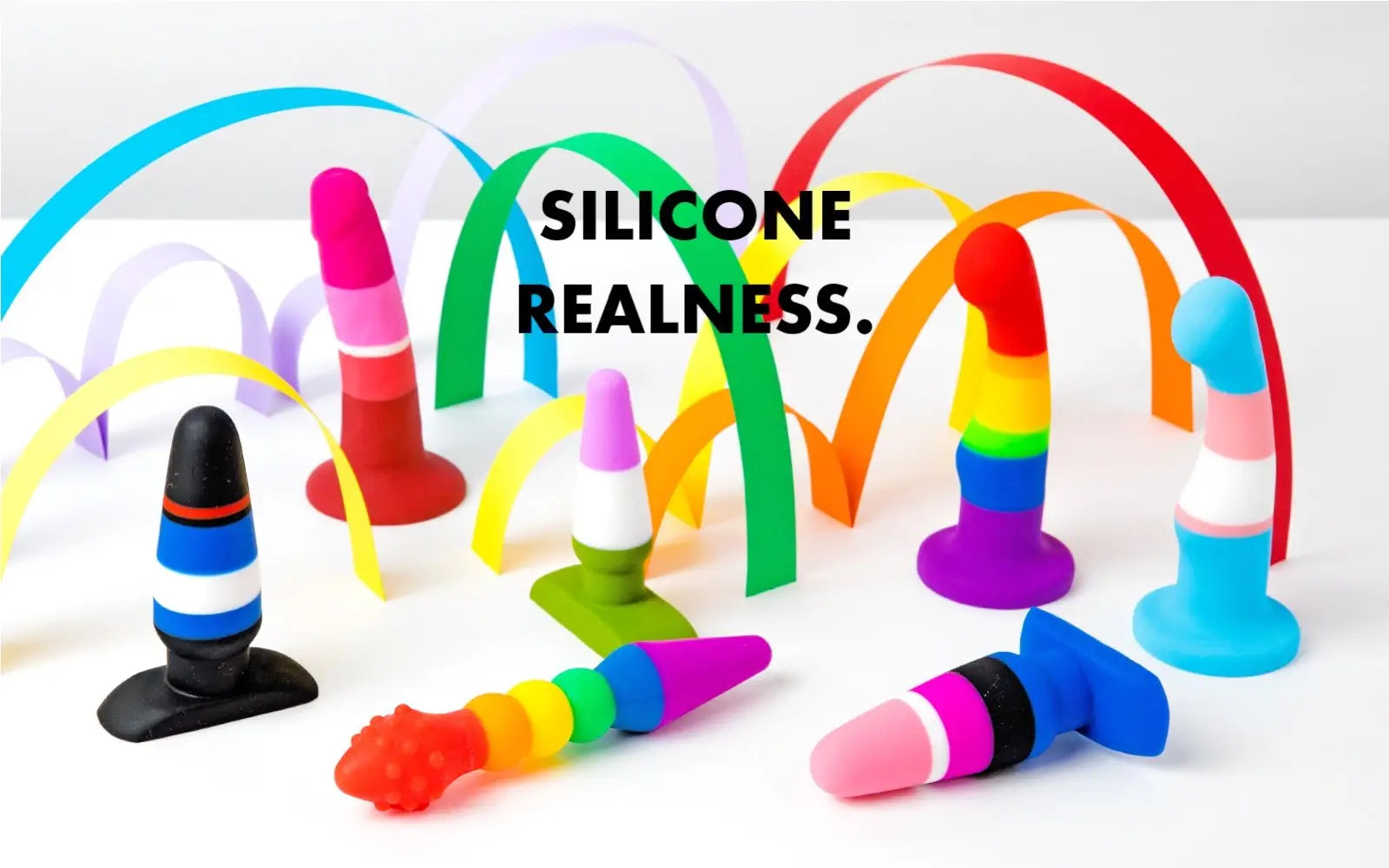 Colorful sex toys arranged to illustrate how color psychology and design trends influence the pleasure industry