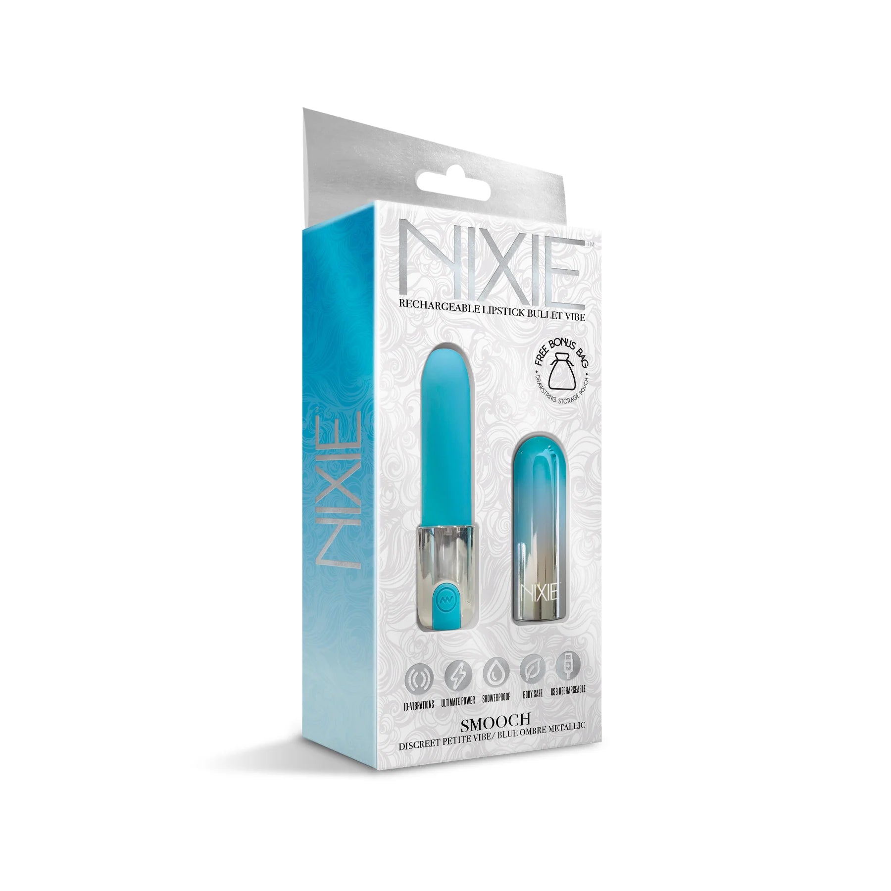 Nixie Smooch Rechargeable Lipstick Vibrator Blue - Rolik®