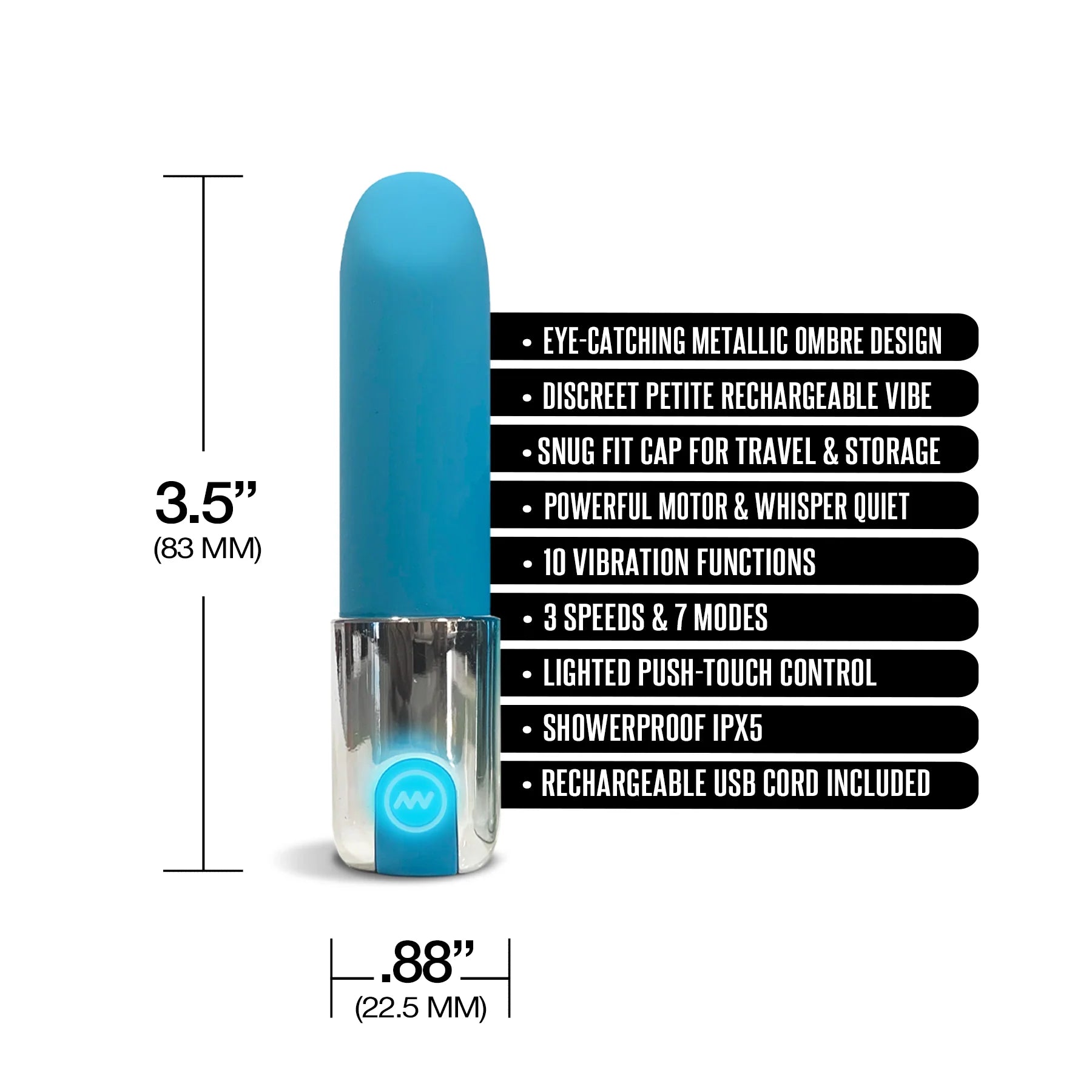 Nixie Smooch Rechargeable Lipstick Vibrator Blue - Rolik®