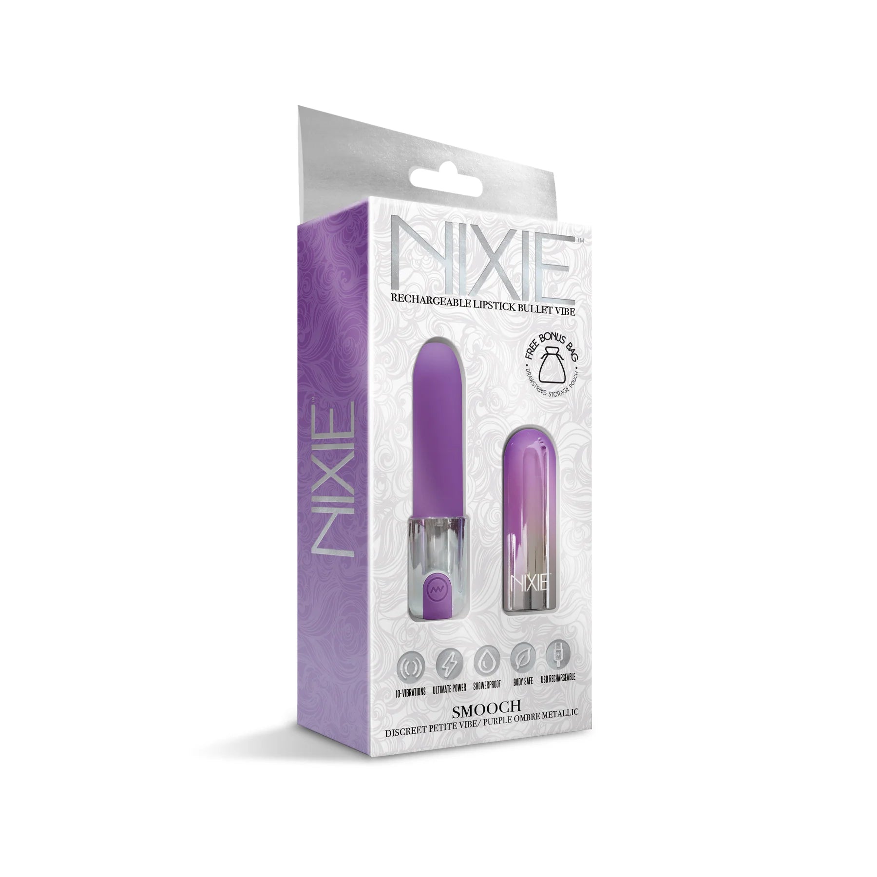 Nixie Smooch Rechargeable Lipstick Vibrator Purple - Rolik®