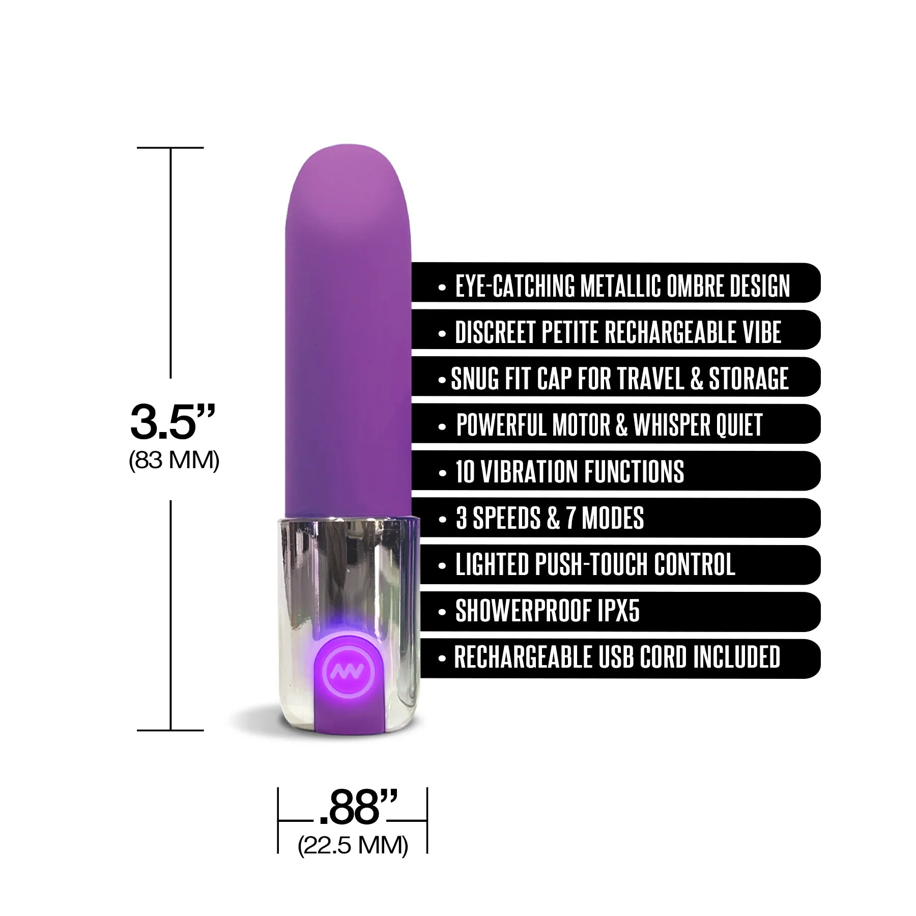 Nixie Smooch Rechargeable Lipstick Vibrator Purple - Rolik®