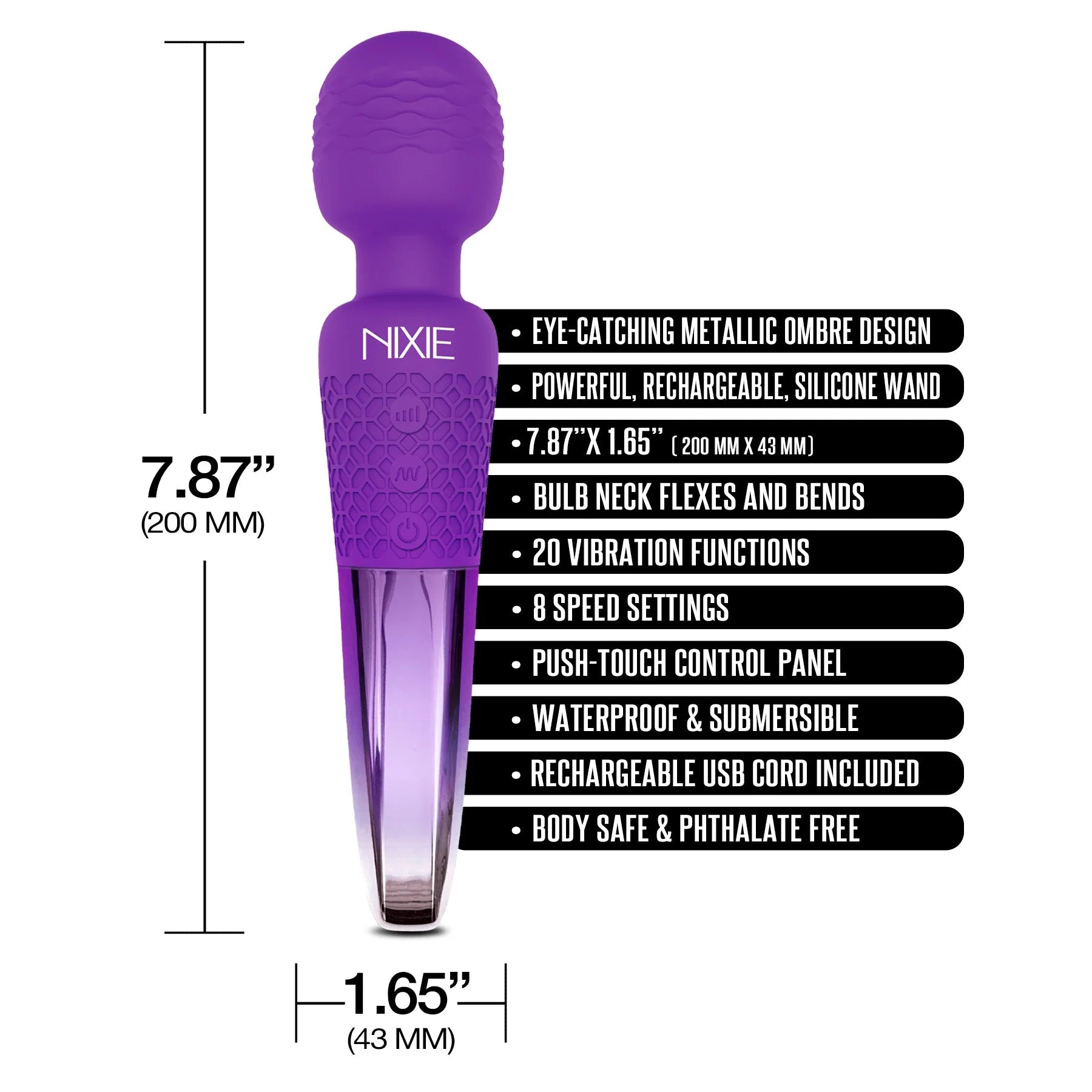 Nixie™ Rechargeable Wand Massager Purple - Rolik®