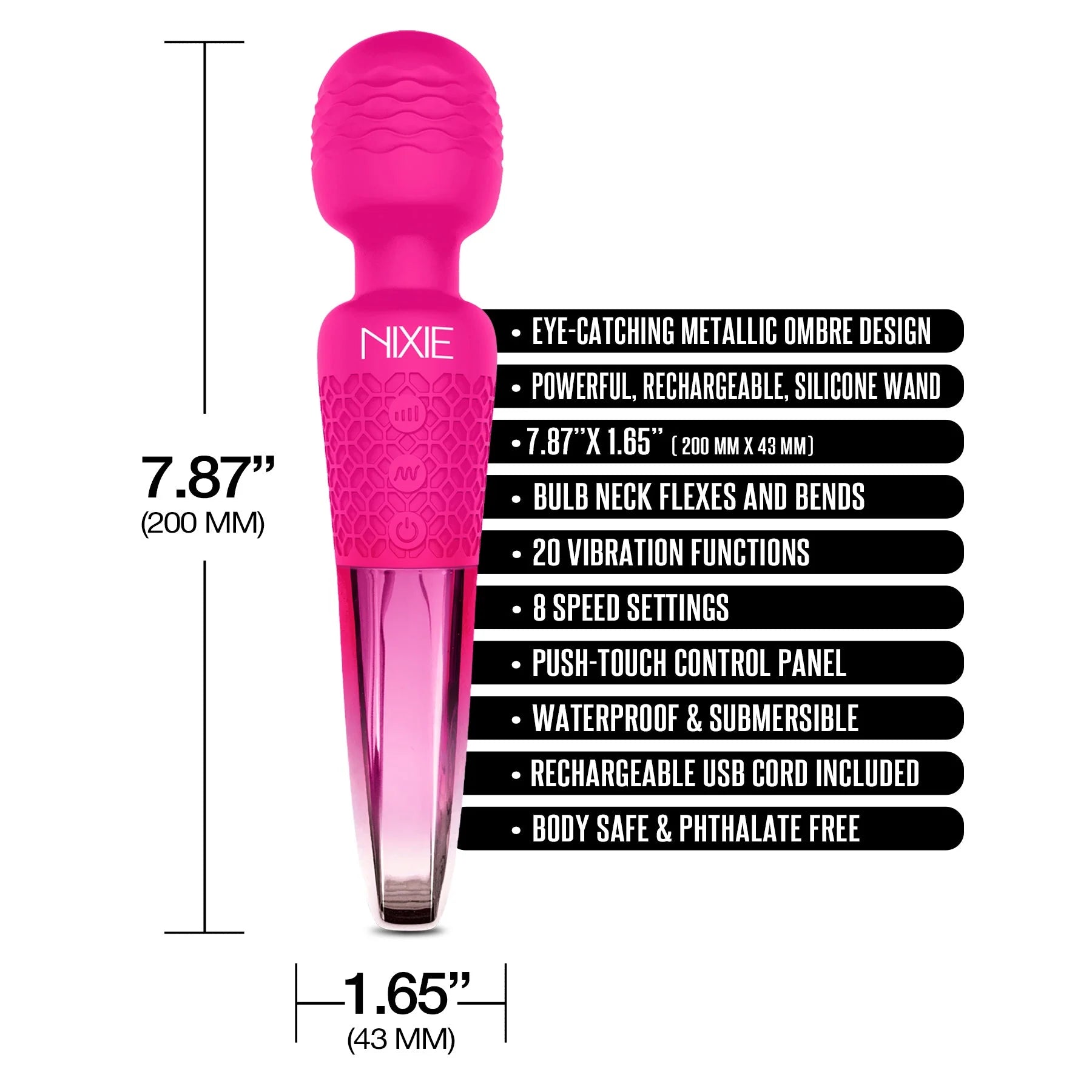 Nixie™ Rechargeable Wand Massager Pink - Rolik®