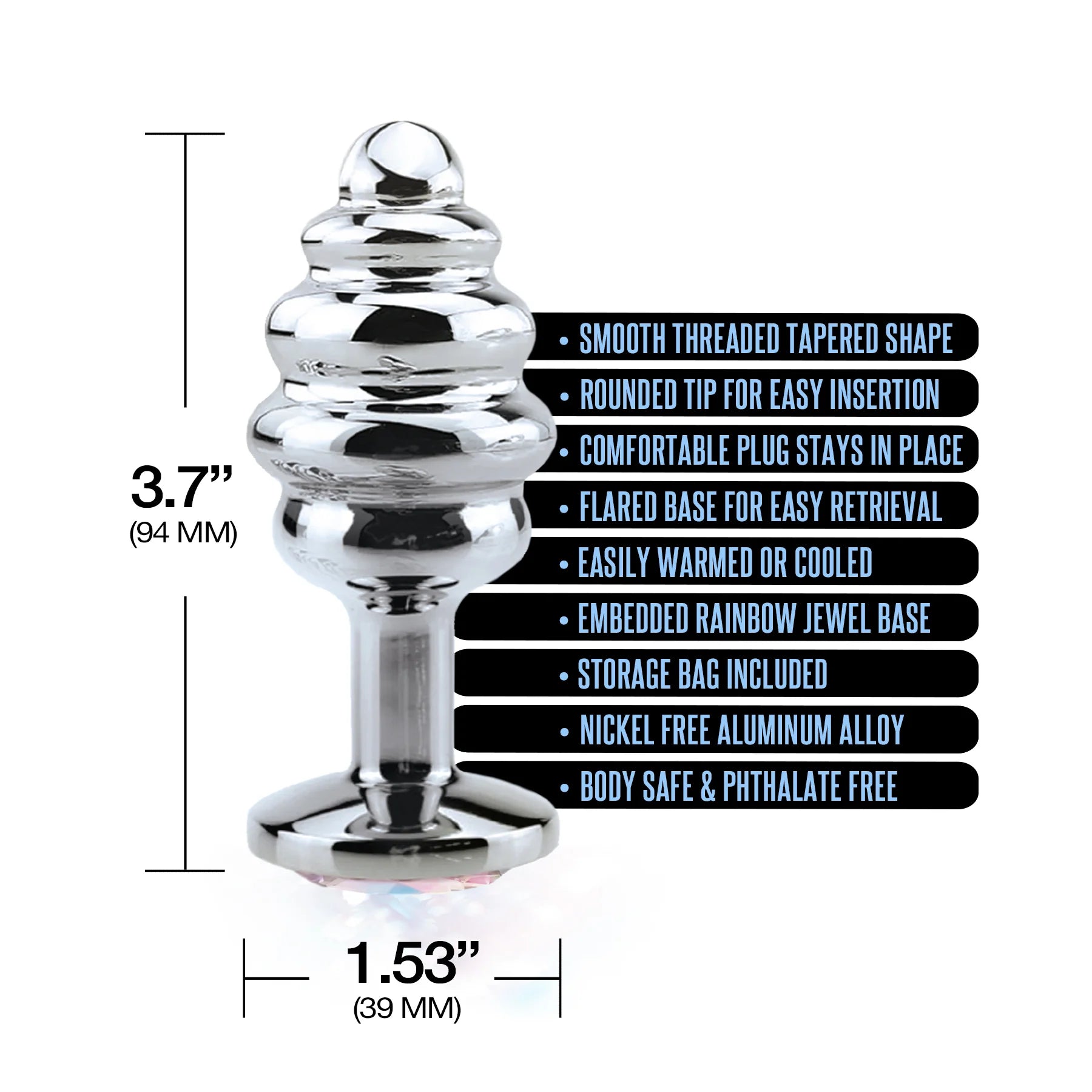 Nixie™ Honey Dipper Ribbed Metal Butt Plug Large - Rolik®