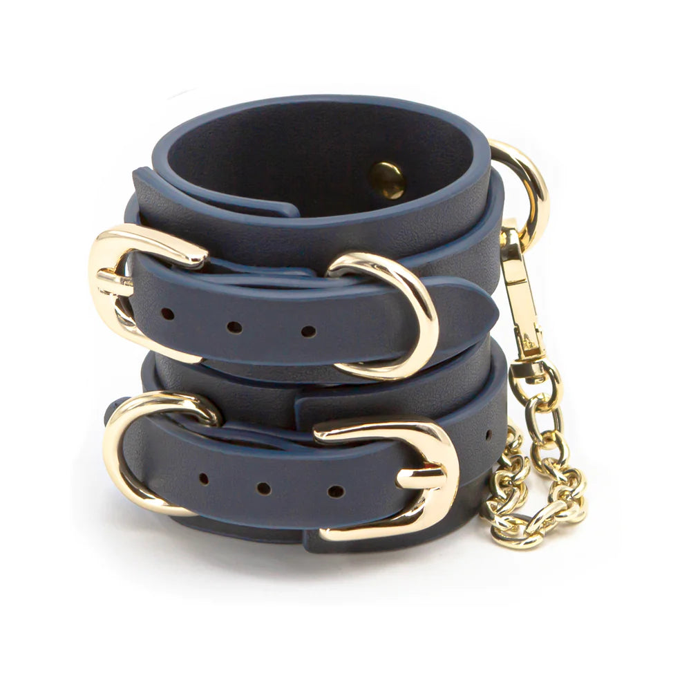 NS Novelties Bondage Couture Vinyl Wrist Cuffs Blue - Rolik®