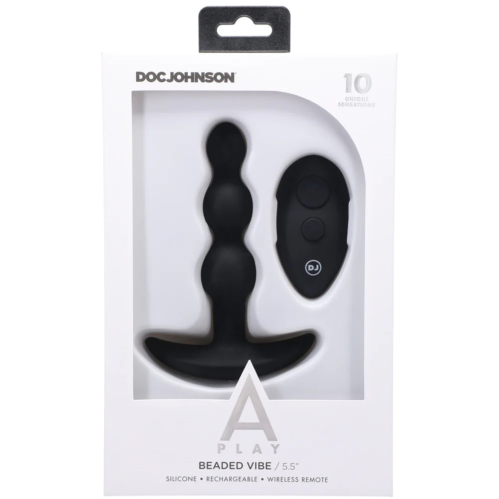 Doc Johnson® A-Play Beaded Vibe Rechargeable Silicone Anal Plug with Remote Black - Rolik®