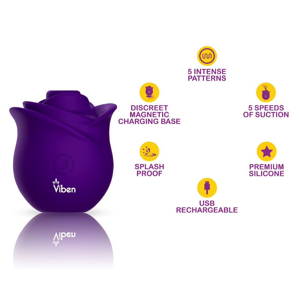Viben Zen Rose Handheld Rose Clitoral and Nipple Stimulator Purple - Rolik®