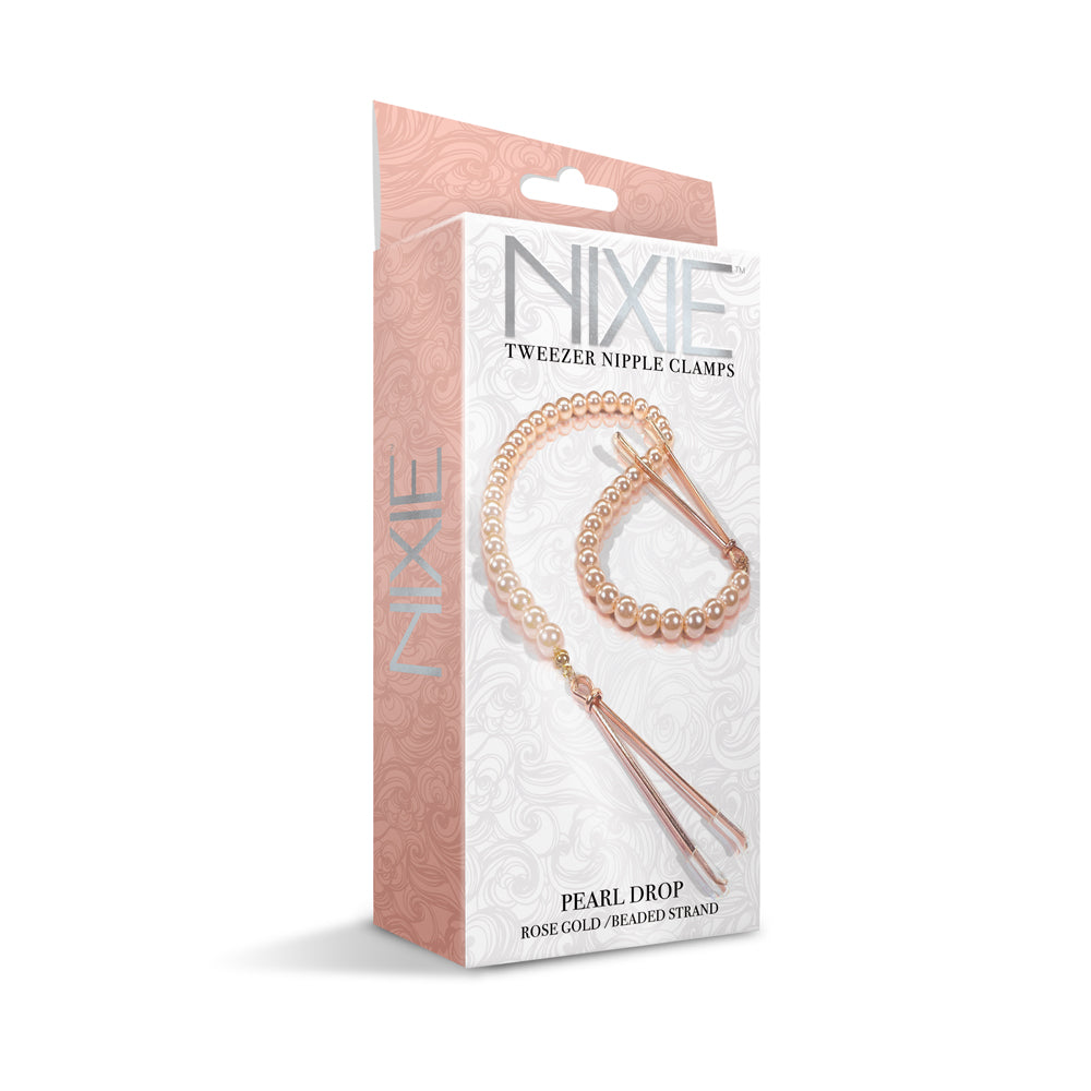 Nixie Adjustable Tweezer Clips With Pearls Rose Gold - Rolik®