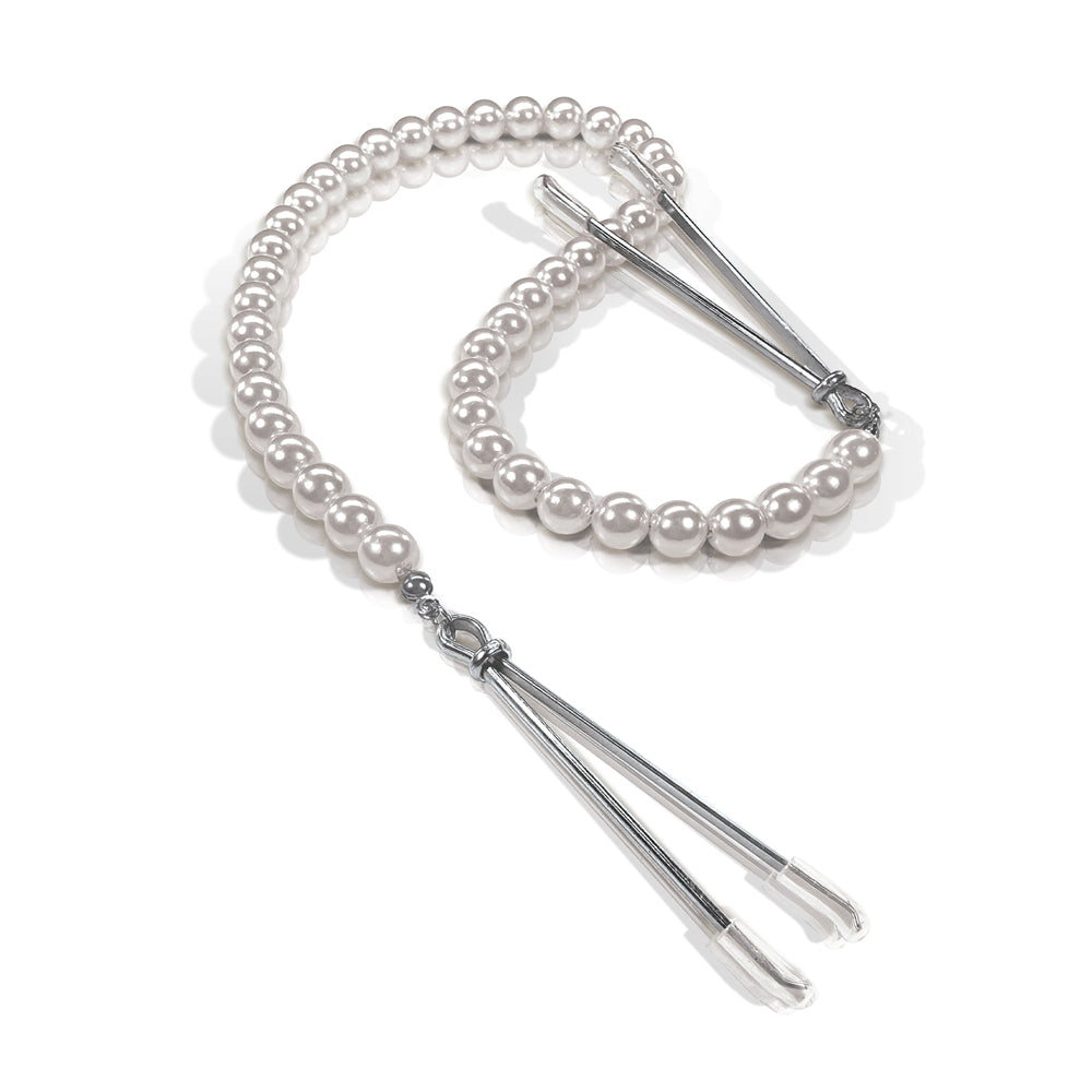 Nixie Adjustable Tweezer Clips With Pearls Rose White - Rolik®