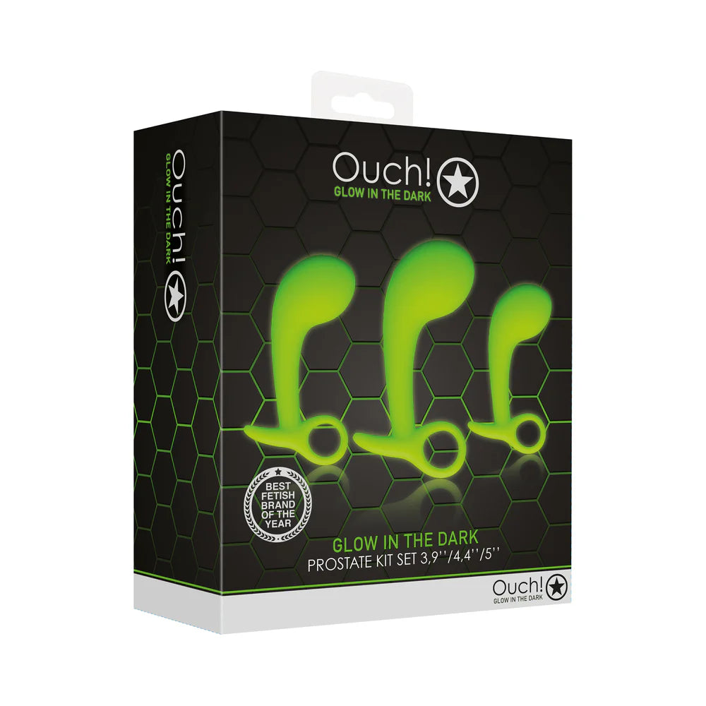 Shots Ouch! Glow in the Dark 3-Piece Anal Plug Set - Rolik®