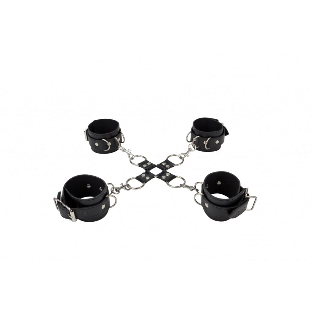 Shots Ouch! Leather Hand and Legcuffs Black - Rolik®