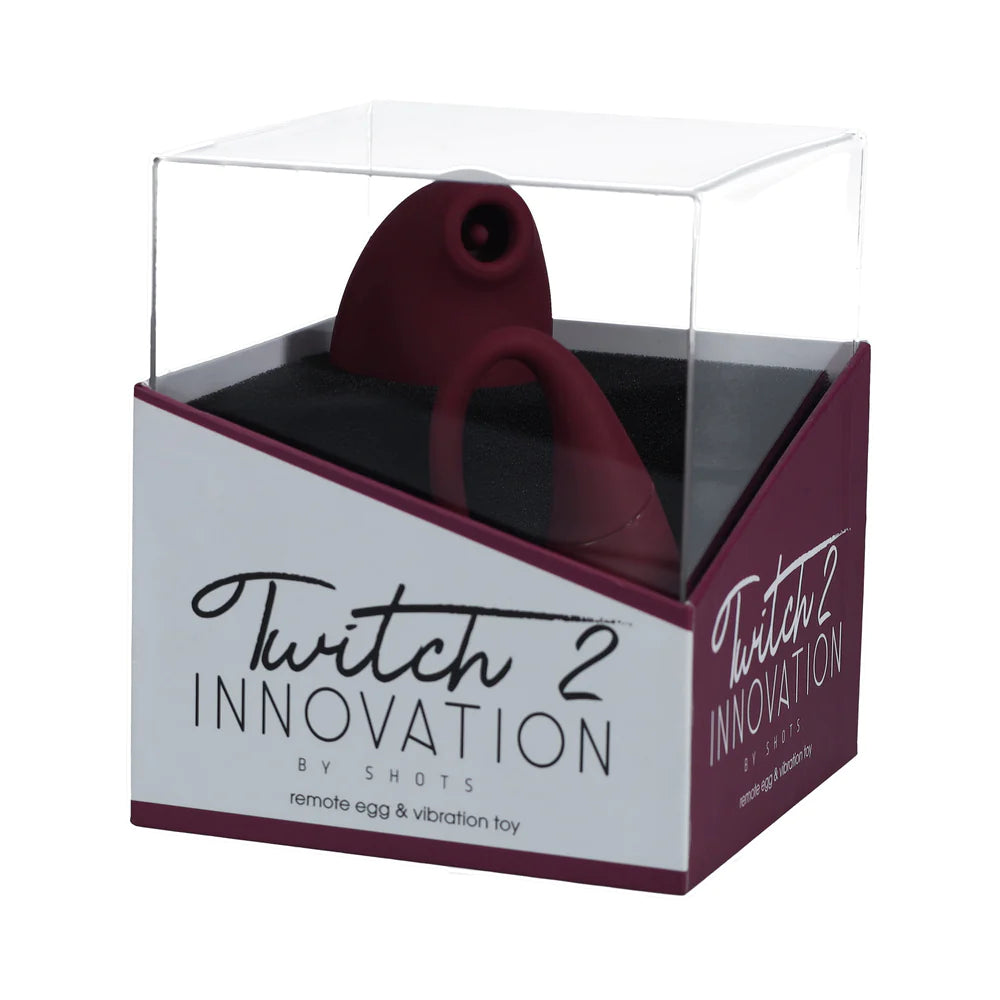 Shots Twitch 2 Rechargeable Suction & Flapping Vibrator with Remote Control Vibrating Egg Burgundy - Rolik®
