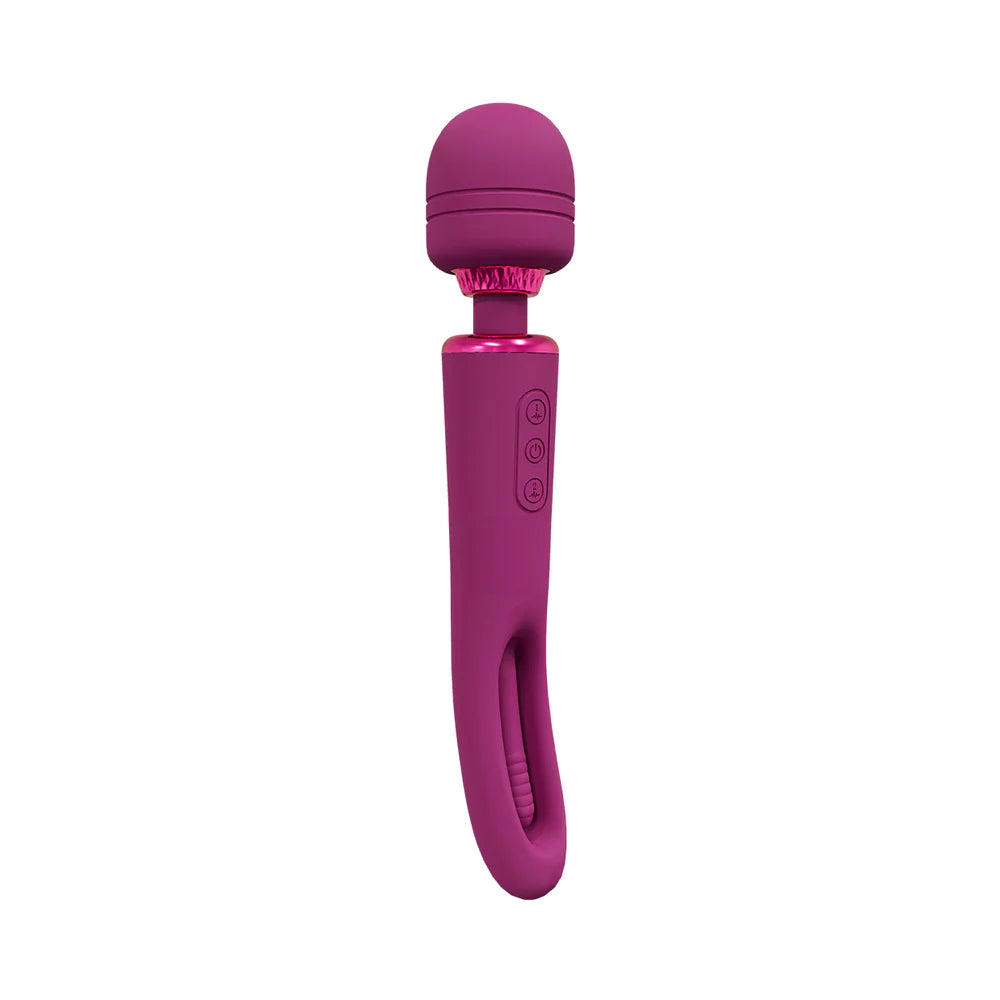 Shots Vive Kiku Double Ended Wand Vibrator with G-Spot Flapping Stimulator Pink - Rolik®