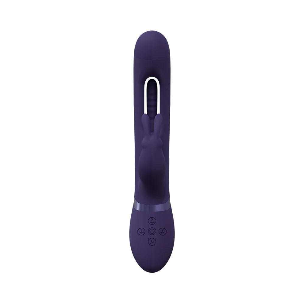 Shots Vive Mika Triple Motor Vibrating Rabbit with G-Spot Flapping Stimulator Purple - Rolik®