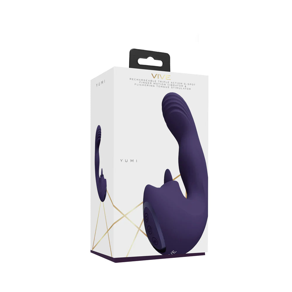 Shots Vive Yumi Triple Motor G-Spot Finger Motion Vibrator and Flickering Tongue Stimulator Purple - Rolik®