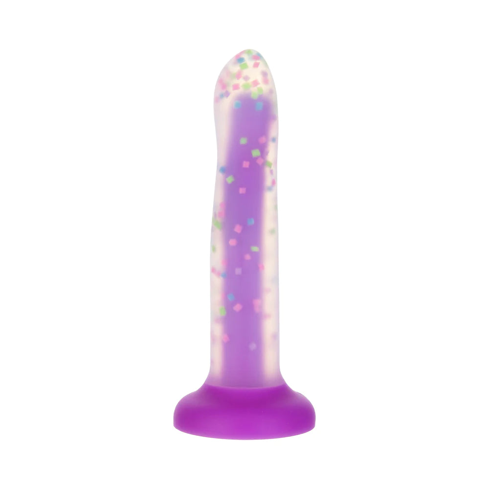 BMS Rave Addiction 8" Glow in the Dark Dildo Confetti Purple - Rolik®