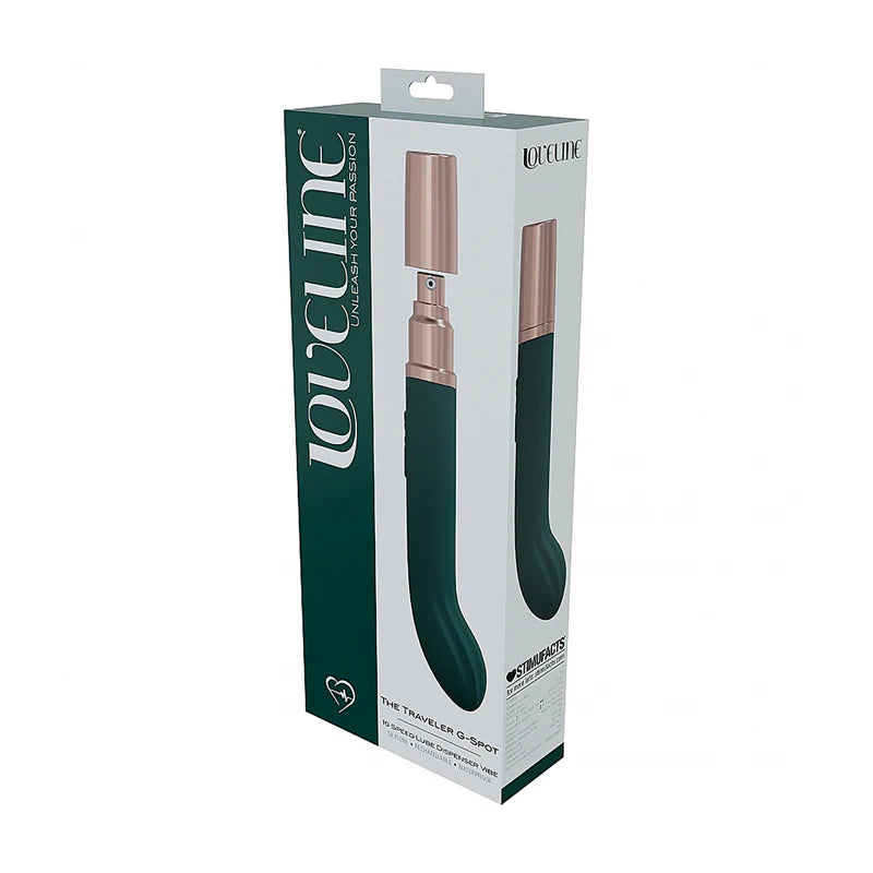 LoveLine® Traveler G-Spot Vibrator with Built-In Lubricant Dispenser Green - Rolik®