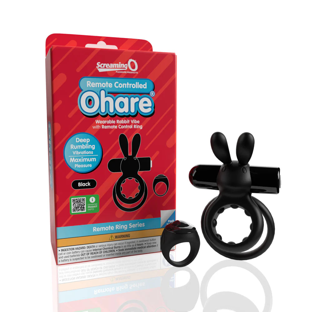 Screaming O® Remote Controlled Ohare® Vibrating C-Ring Black - Rolik®