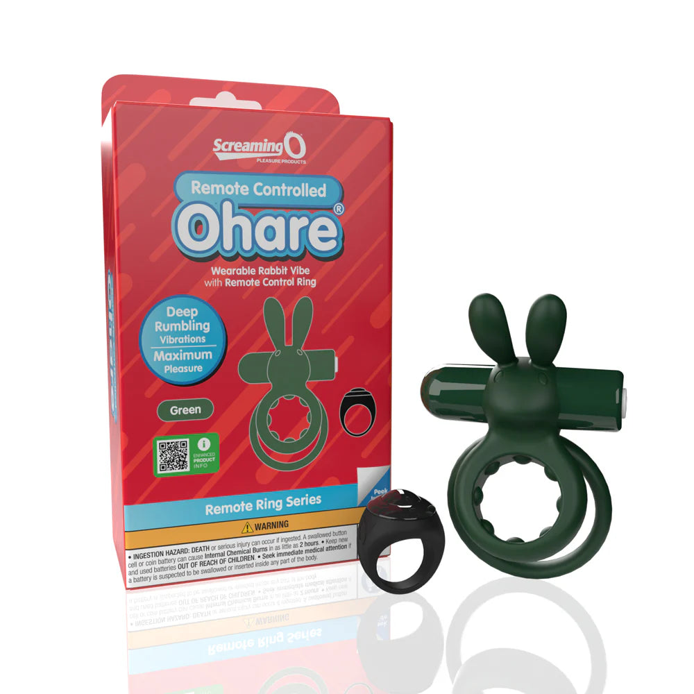 Screaming O® Remote Controlled Ohare® Vibrating C-Ring Green - Rolik®