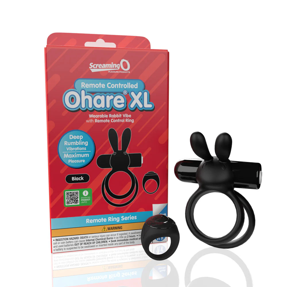 Screaming O® Remote Controlled Ohare® XL Vibrating C-Ring Black - Rolik®