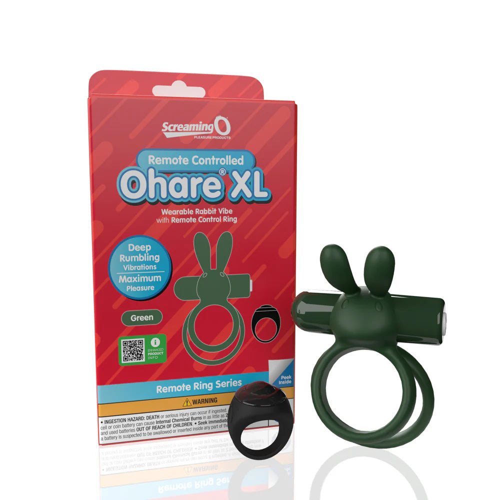 Screaming O® Remote Controlled Ohare® XL Vibrating C-Ring Green - Rolik®