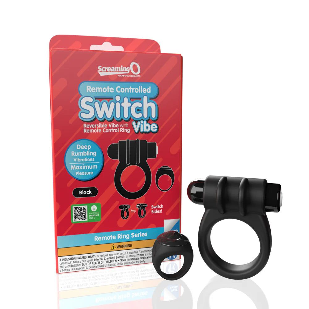 Screaming O® Remote Controlled Switch Vibrating C-Ring Black - Rolik®