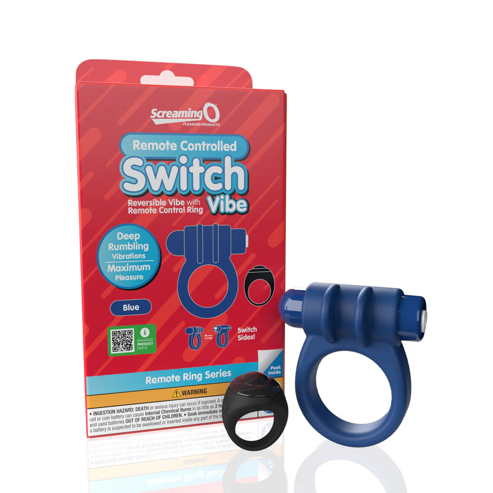 Screaming O® Remote Controlled Switch Vibrating C-Ring Blue - Rolik®