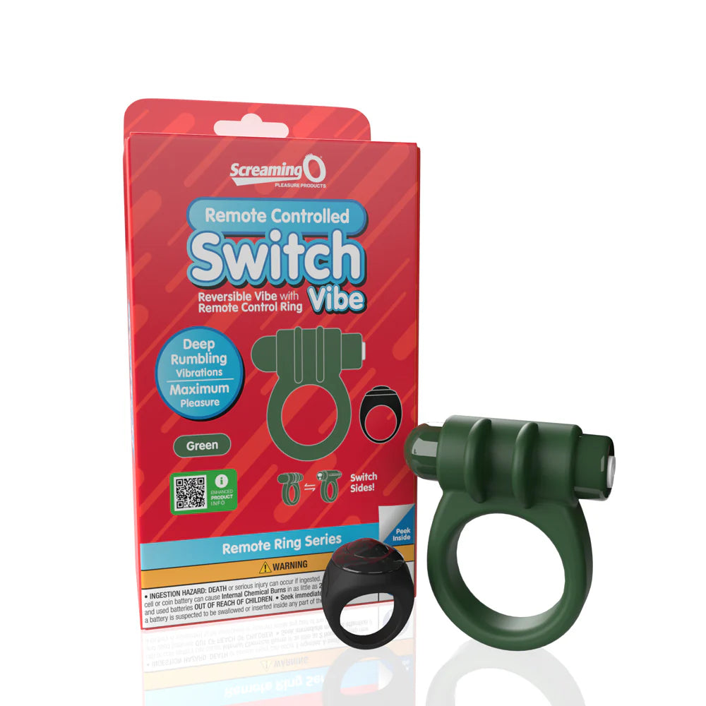 Screaming O® Remote Controlled Switch Vibrating C-Ring Green - Rolik®