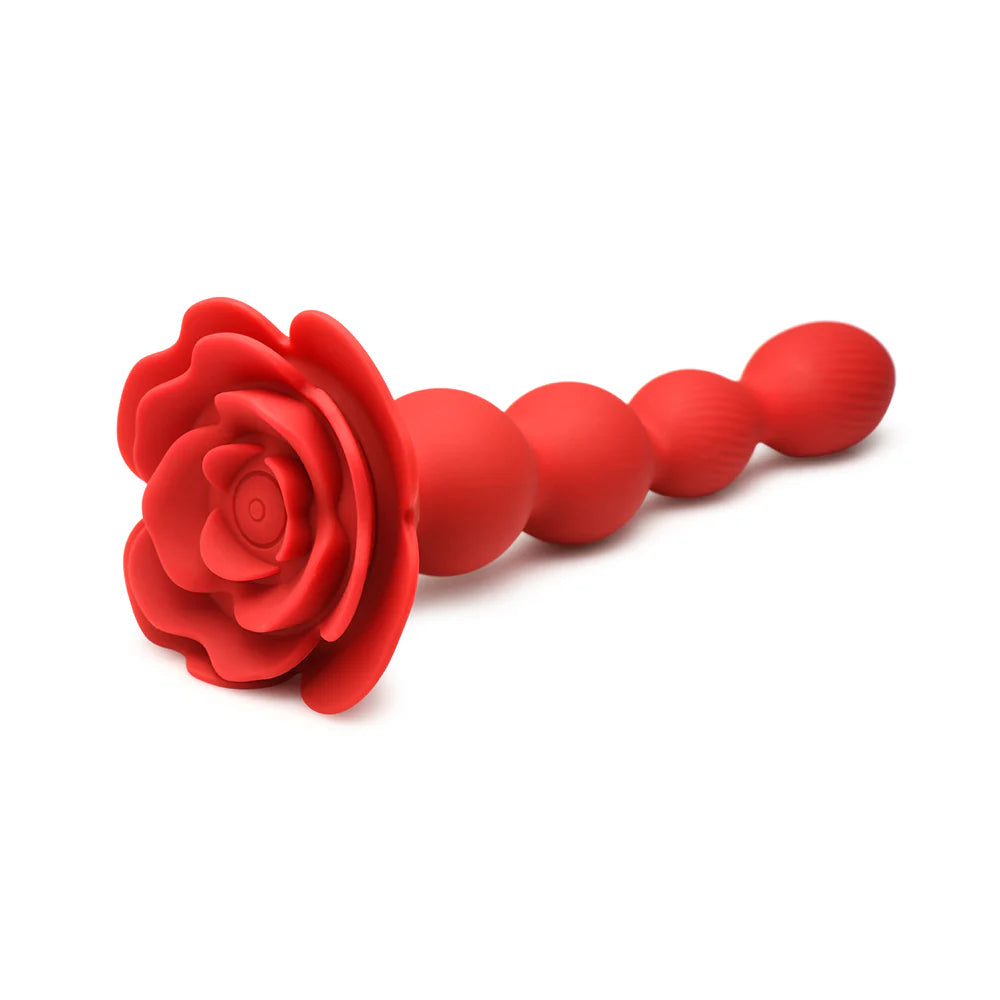 XR Brands® Bloomgasm™ Rose Twirl 10X Vibrating &amp; Rotating Silicone Anal Beads - Rolik®