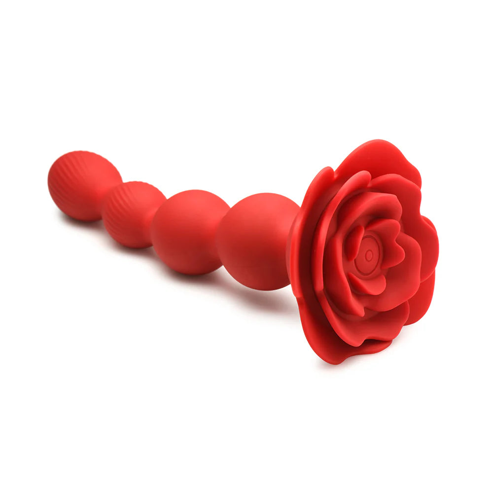 XR Brands® Bloomgasm™ Rose Twirl 10X Vibrating & Rotating Silicone Anal Beads - Rolik®