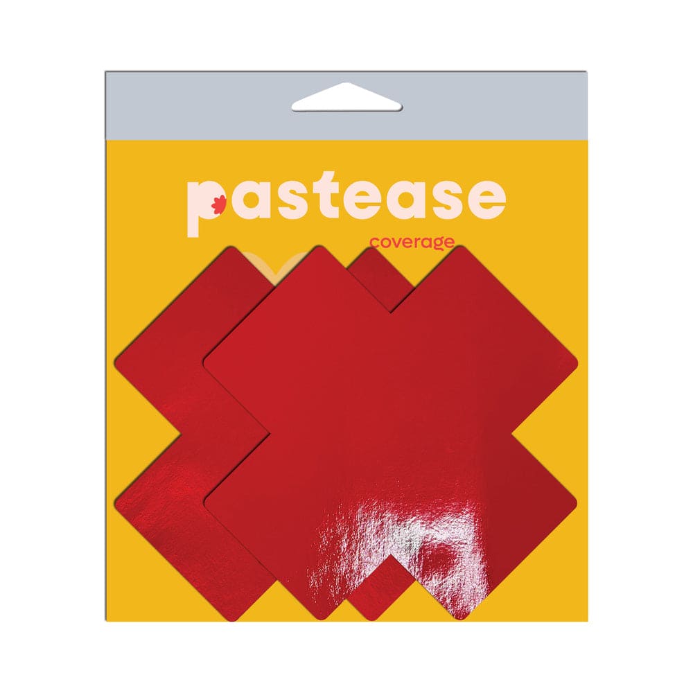 Pastease® Faux Patent Leather Red Cross Breast Covers - Rolik®