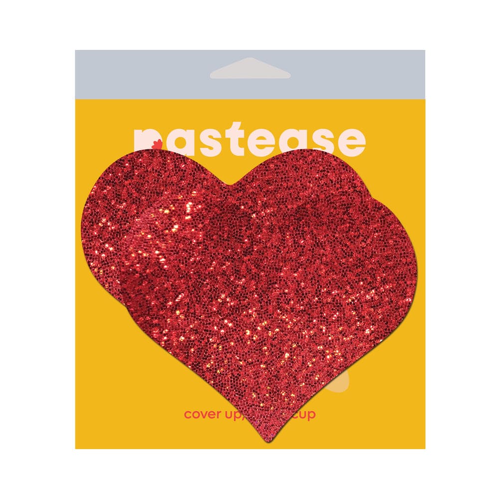Pastease® Red Glitter Heart Breast Covers - Rolik®