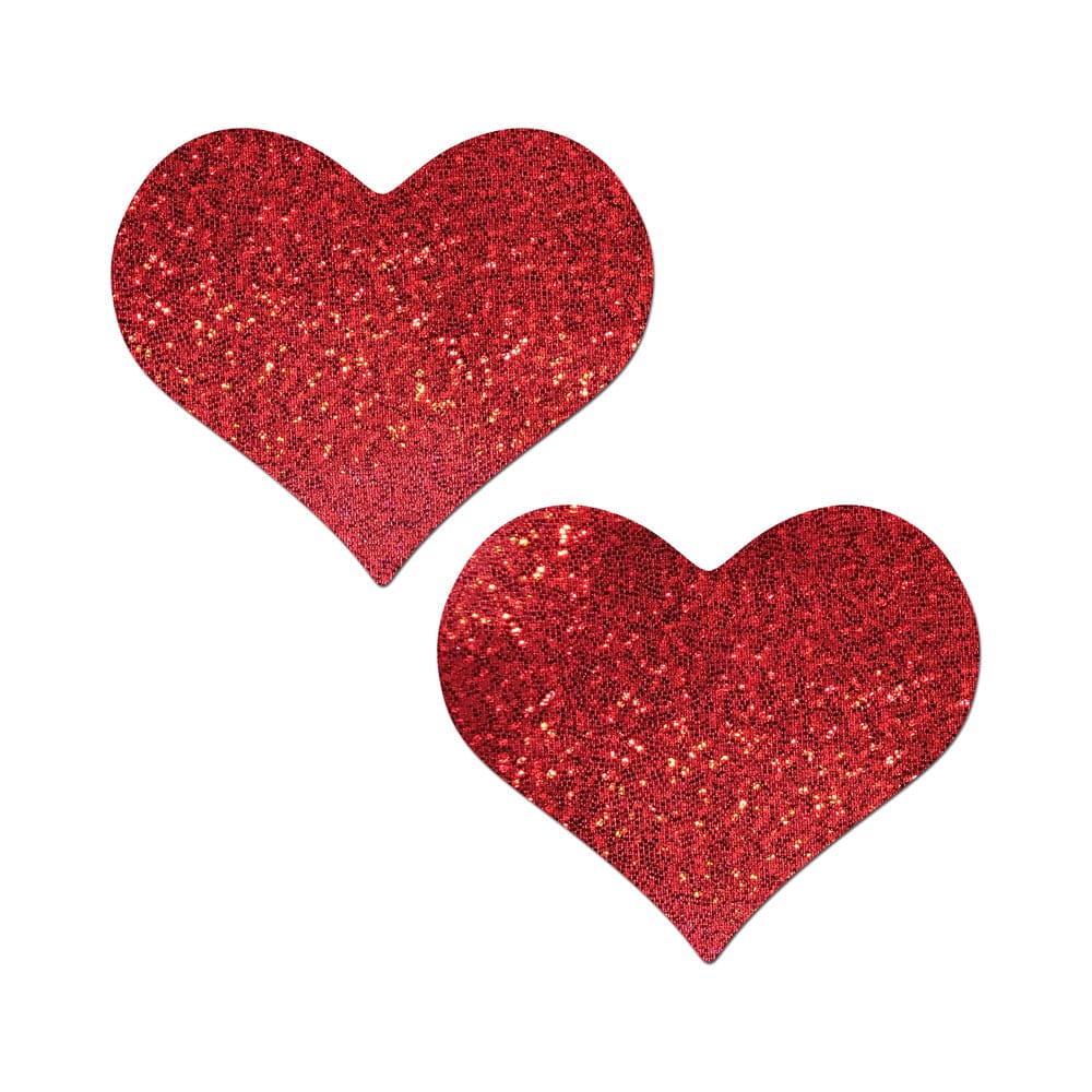 Pastease® Red Glitter Heart Breast Covers - Rolik®