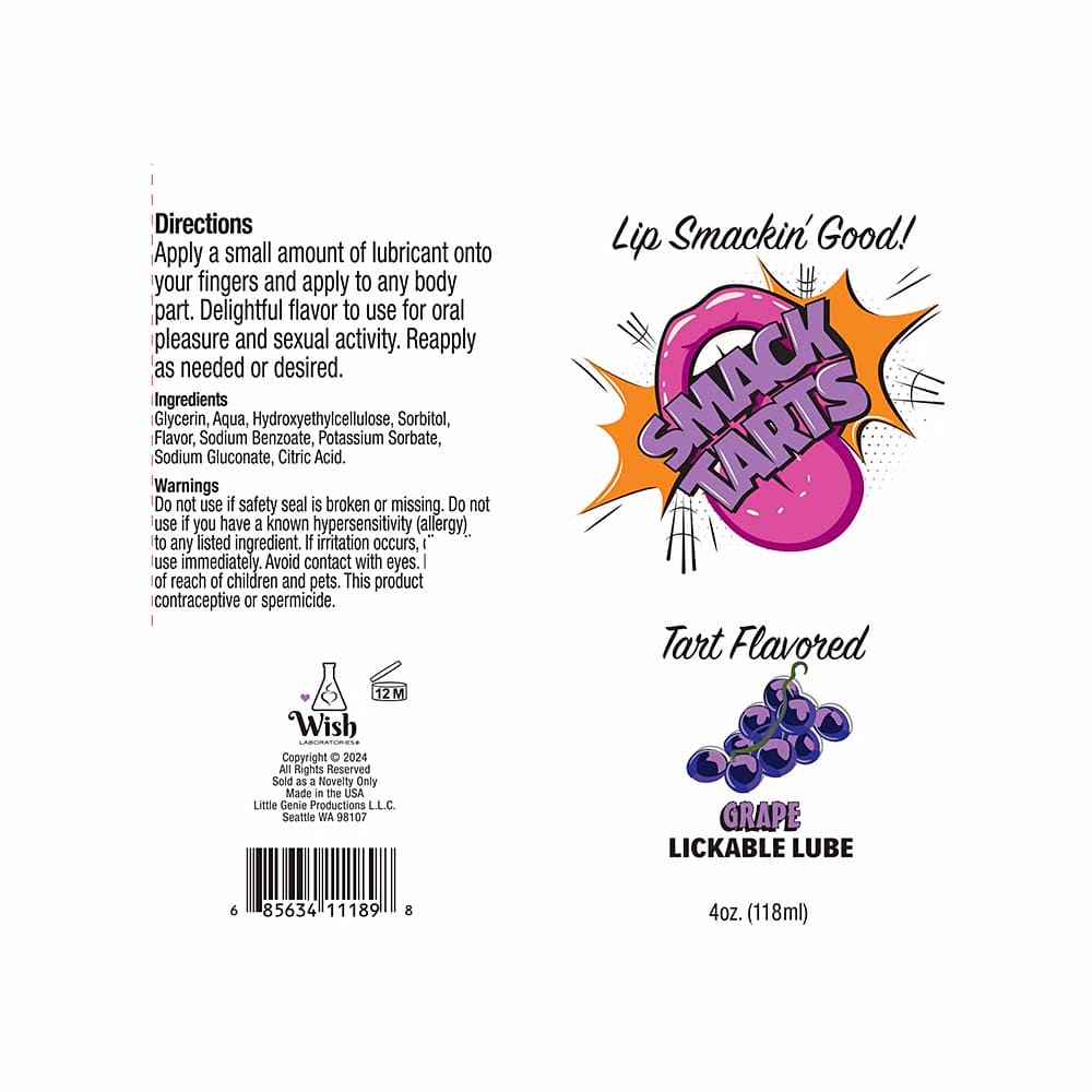 Smack Tarts Water-Based Flavored Lickable Lubricant Sour Grape - Rolik®