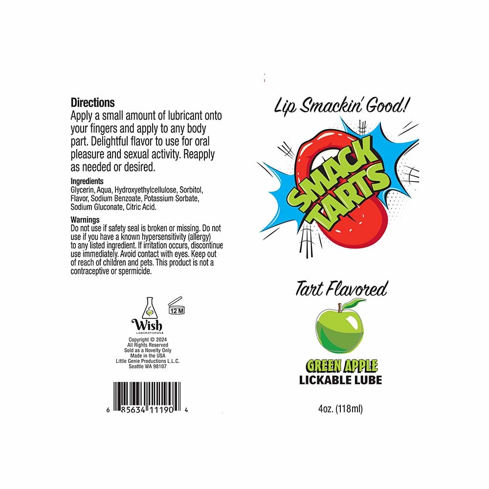 Smack Tarts Water-Based Flavored Lickable Lubricant Sour Green Apple - Rolik®