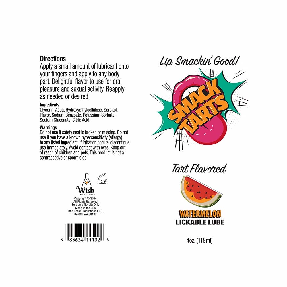 Smack Tarts Water-Based Flavored Lickable Lubricant Sour Watermelon - Rolik®