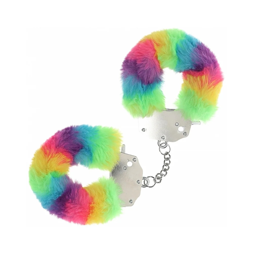 Shots Ouch! Heavy-Duty Fluffy Handcuffs Rainbow - Rolik®