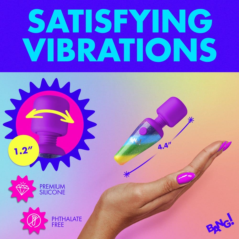 XR Brands® Bang! Rainbow Mini Silicone Wand Vibrator - Rolik®