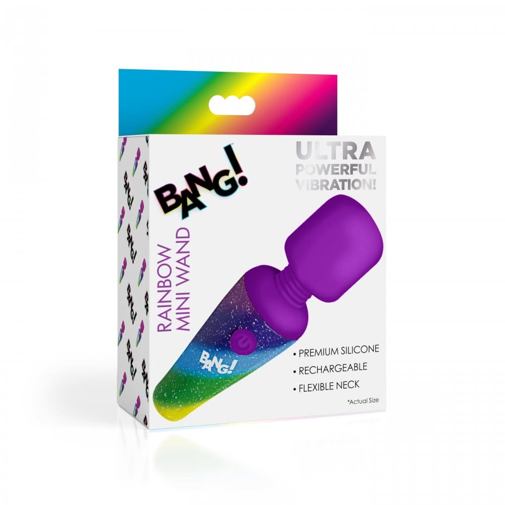 XR Brands® Bang! Rainbow Mini Silicone Wand Vibrator - Rolik®