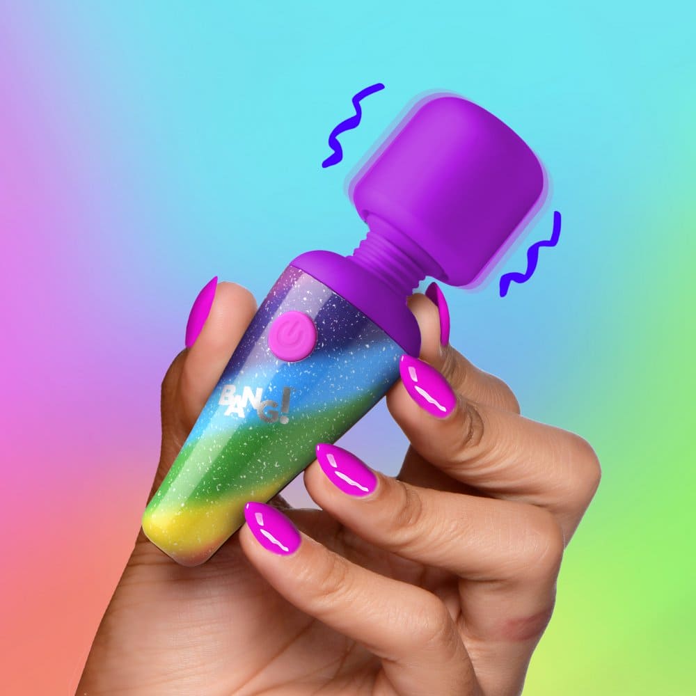 XR Brands® Bang! Rainbow Mini Silicone Wand Vibrator - Rolik®