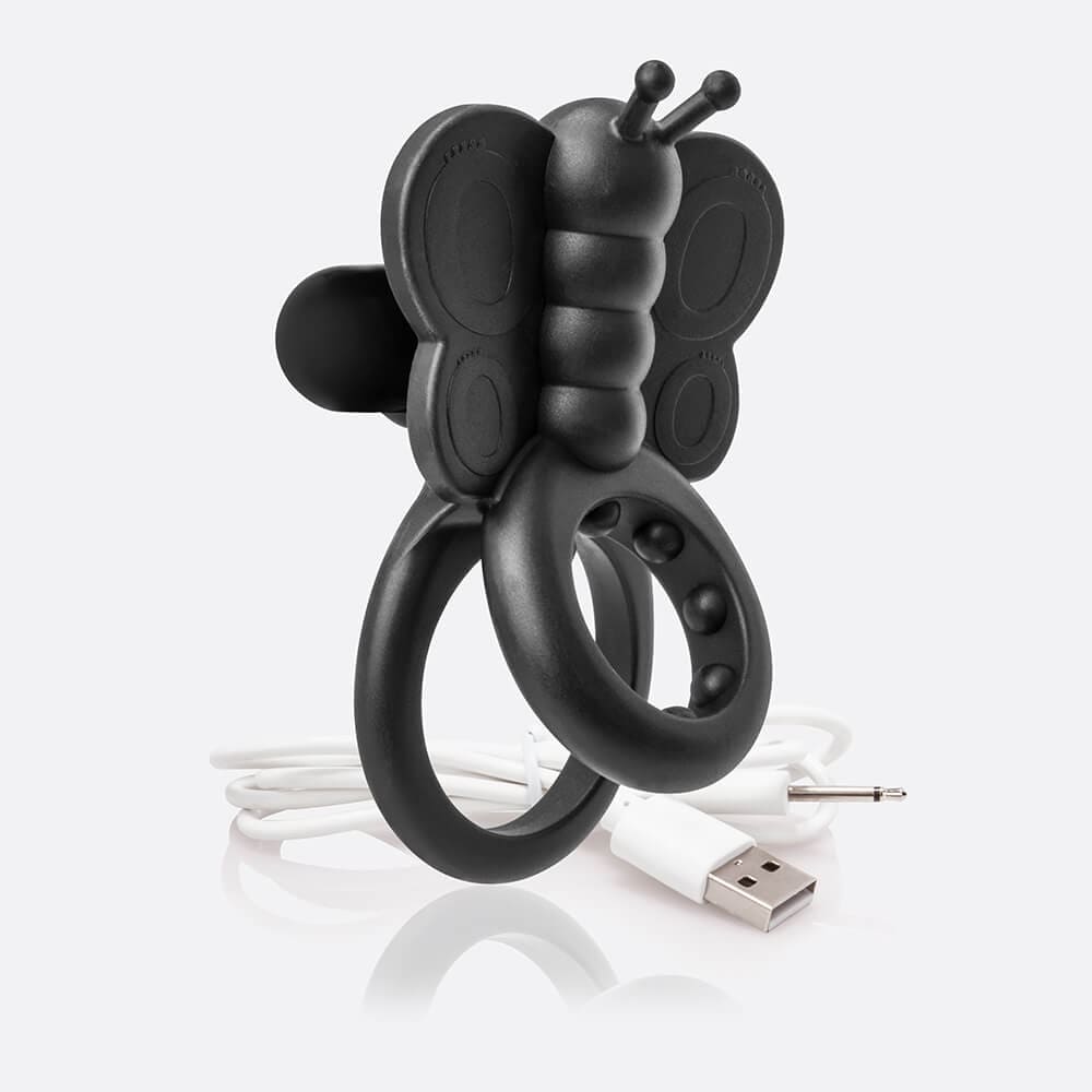Screaming O® Charged™ Monarch™ Wearable Butterfly C-Ring Black - Rolik®