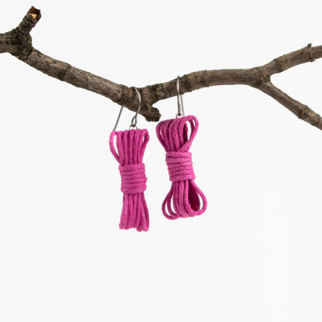 Bondage Rope Earrings - Handmade Hemp Cord Statement Jewelry
