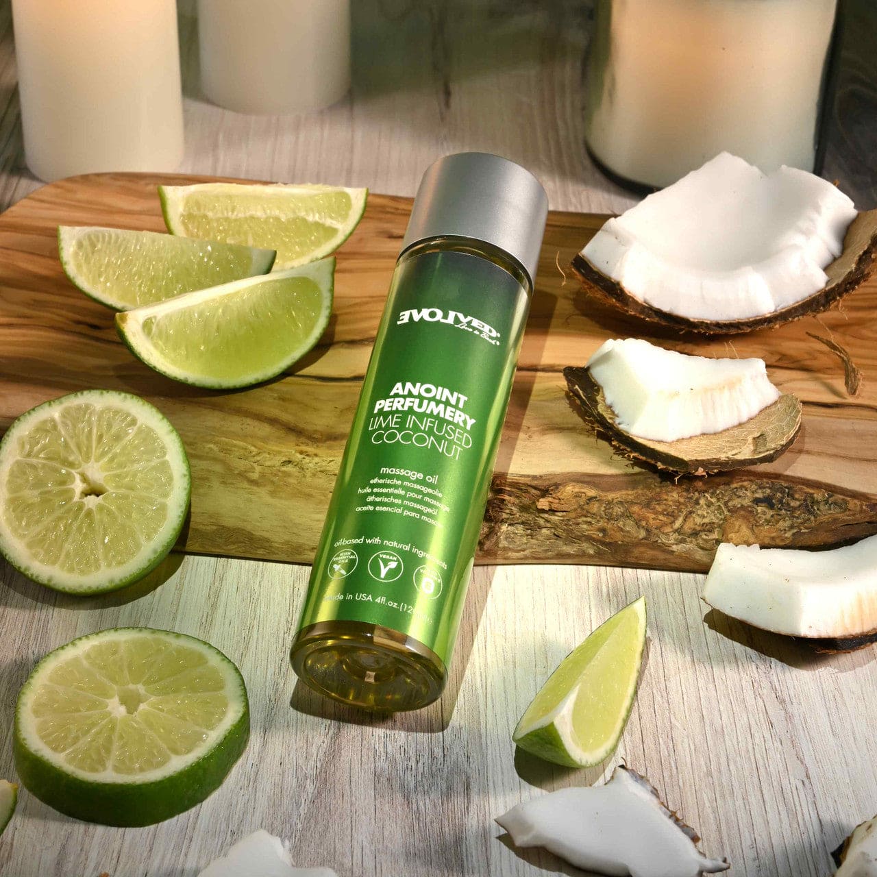 Evolved Novelties Anoint Perfumery Lime Infused Coconut Massage Oil - Rolik®