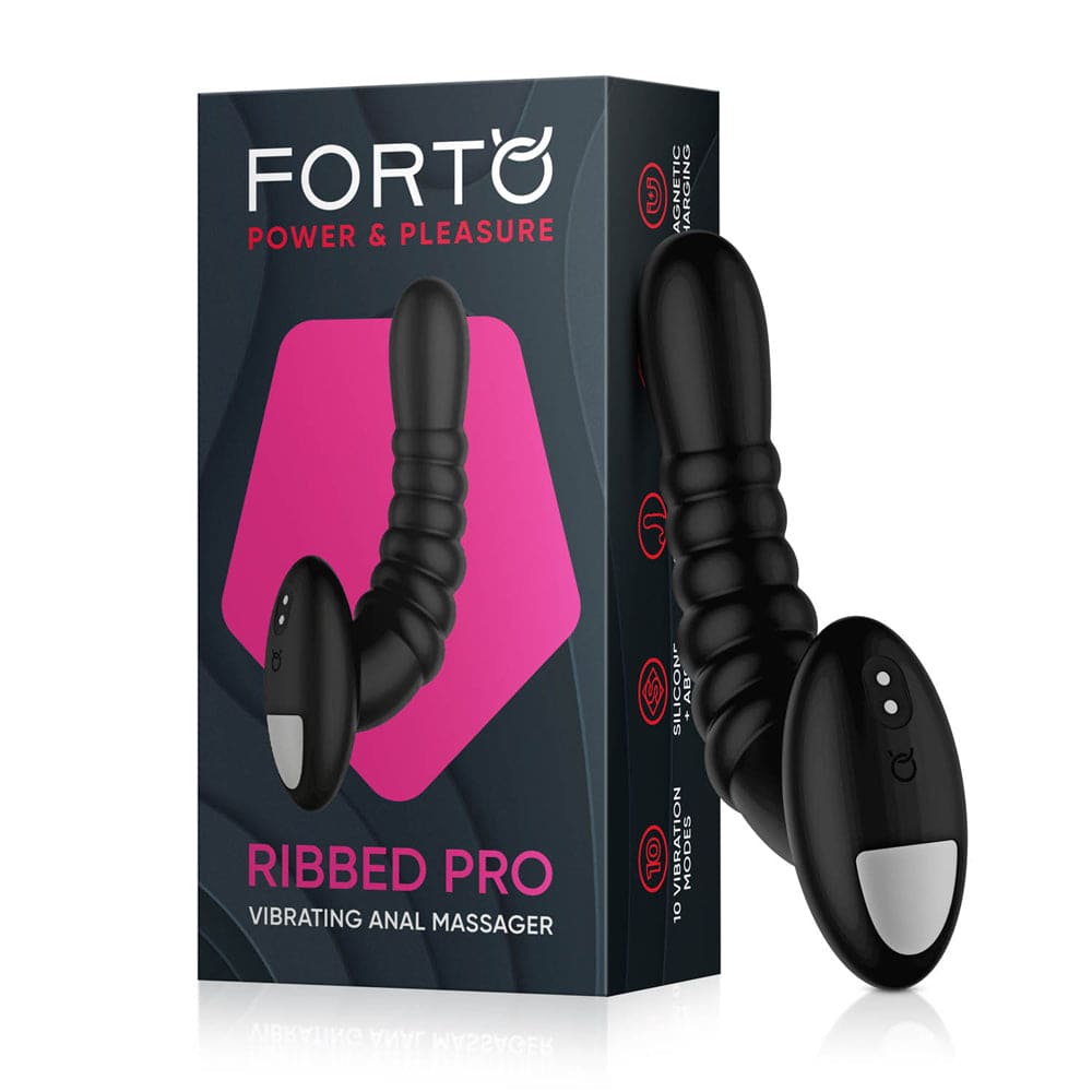 Forto Ribbed Pro Vibrating Anal Massager Black - Rolik®