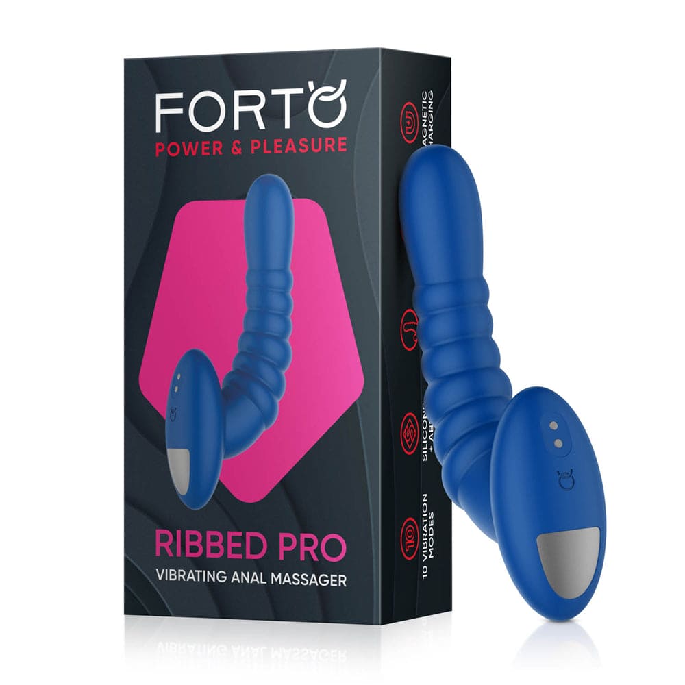 Forto Ribbed Pro Vibrating Anal Massager Blue - Rolik®