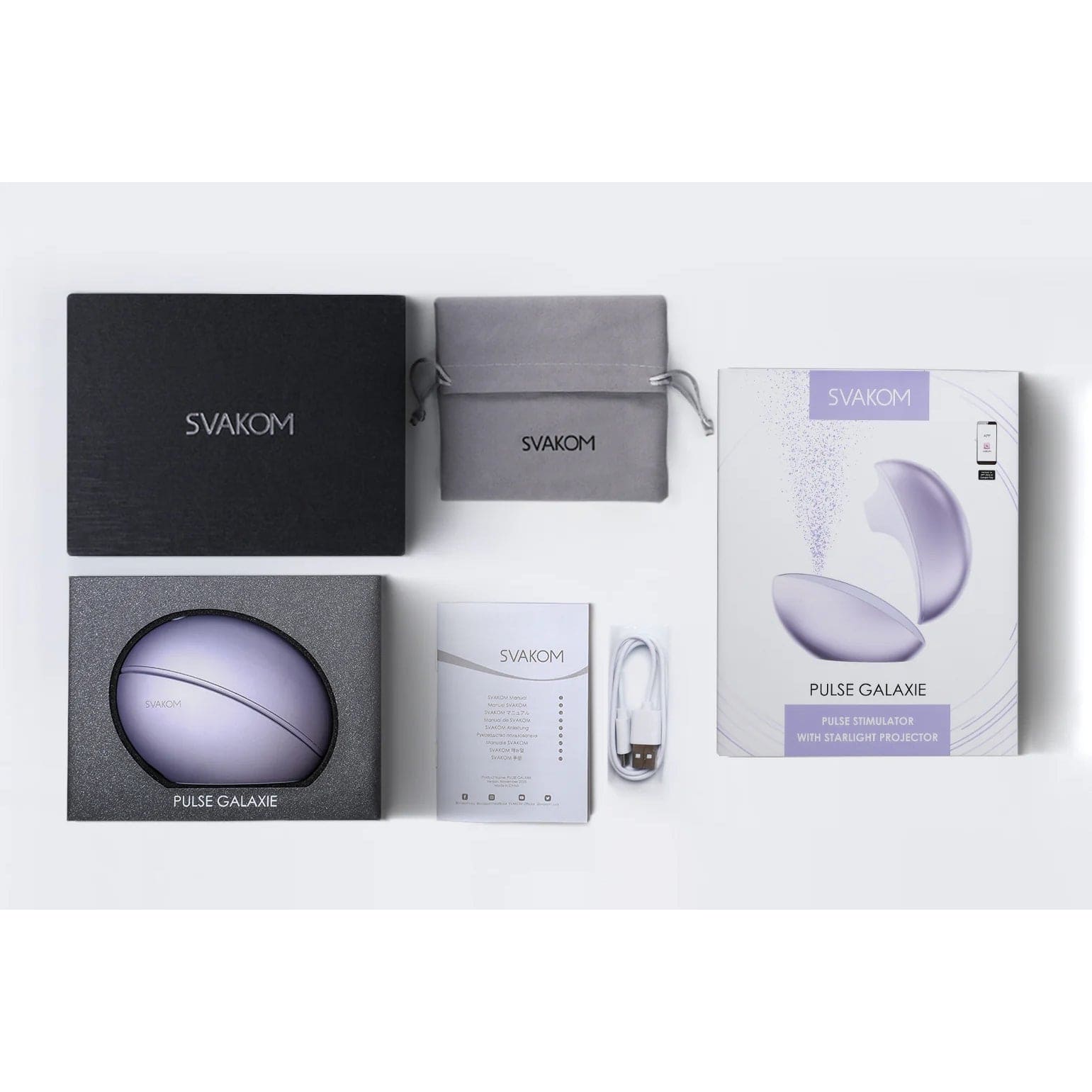 Svakom Pulse Galaxie Smart Pulse Stimulator with Starlight Projector Box Contents - Rolik®