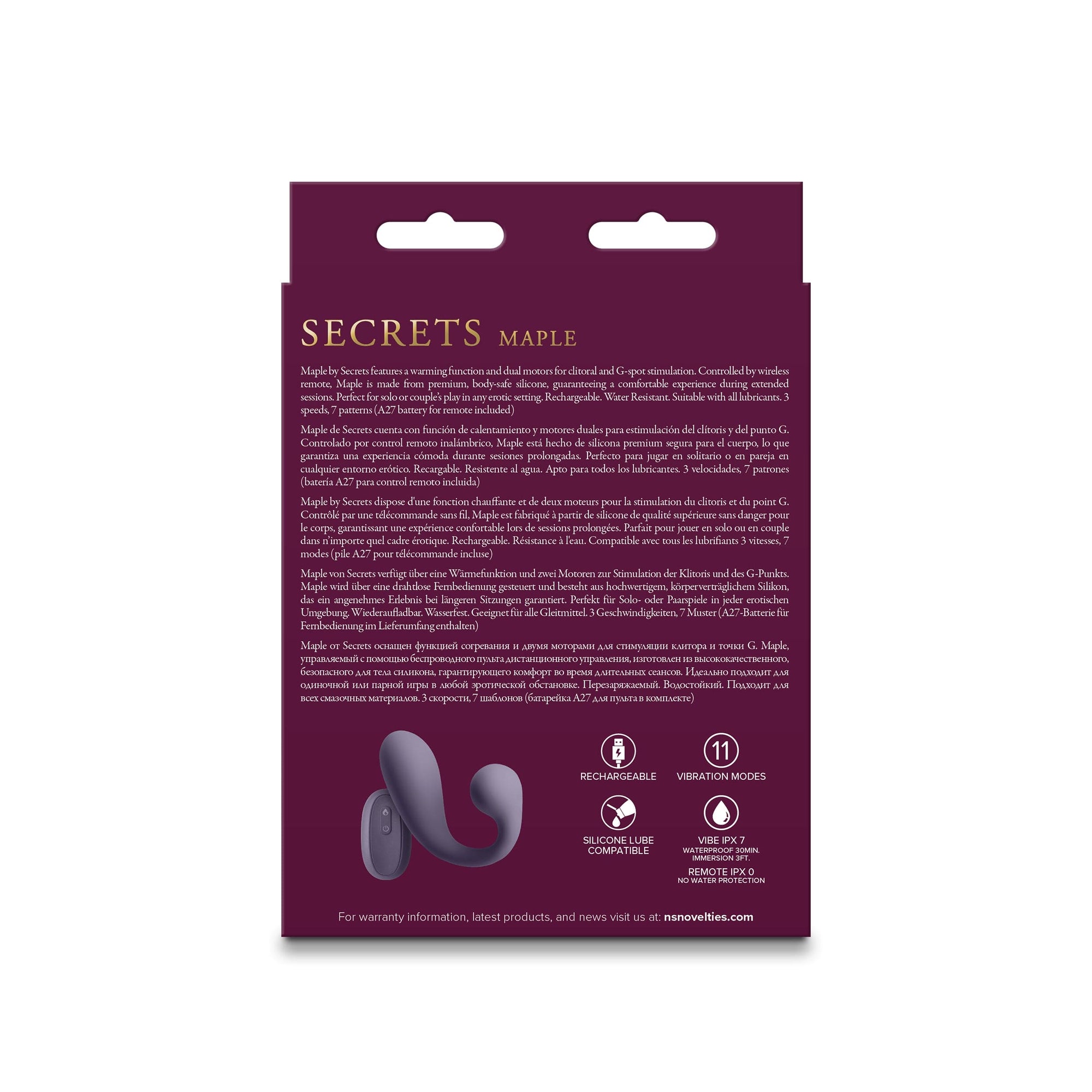 NS Novelties Secrets Maple Remote Vibrator - Rolik®