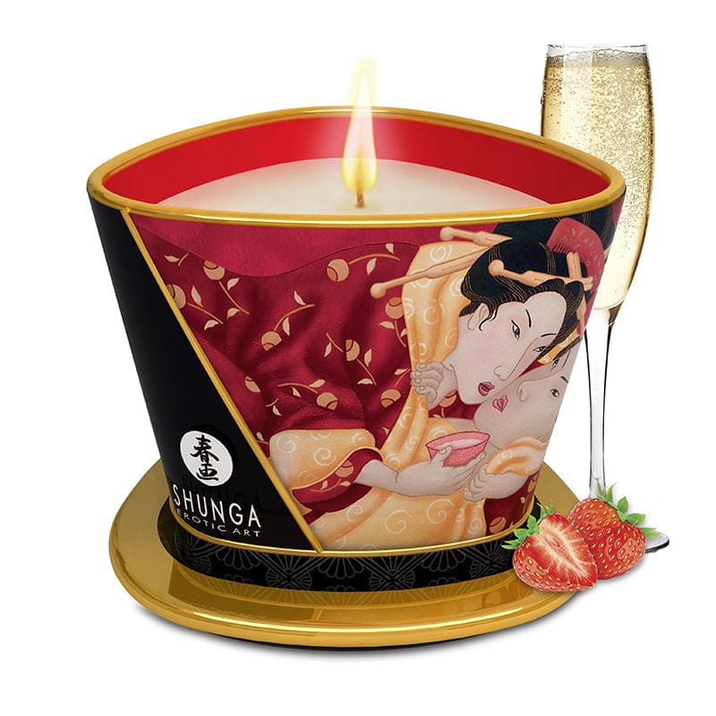 Shunga Massage Candle Sparkling Strawberry Wine - Rolik®