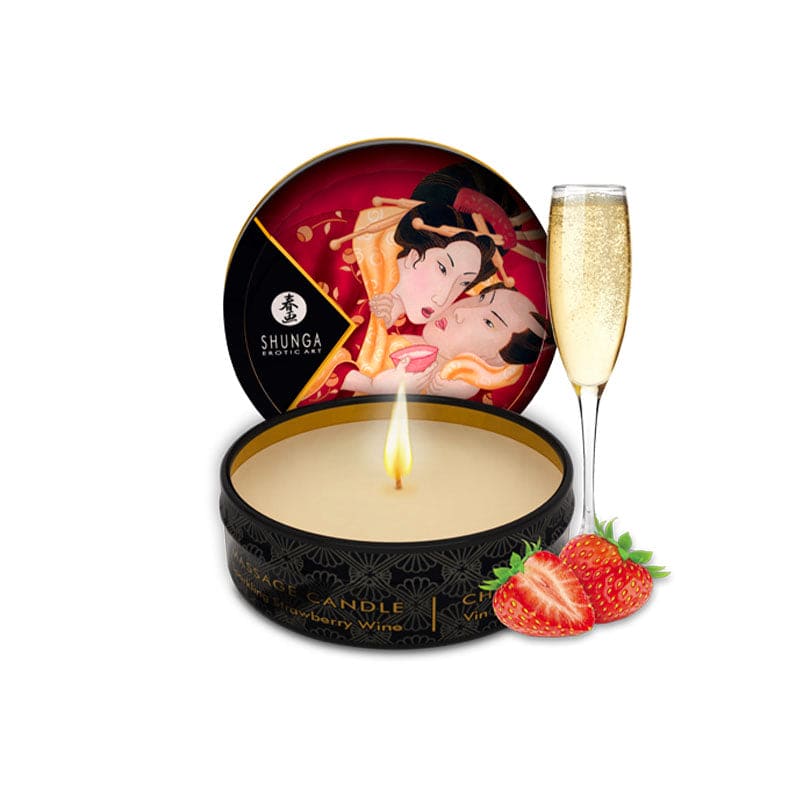 Shunga Mini Massage Candle Sparking Strawberry Wine - Rolik®